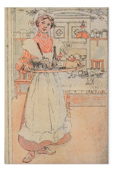 Riproduzione Carl Larsson - Martina con il vassoio della colazione
