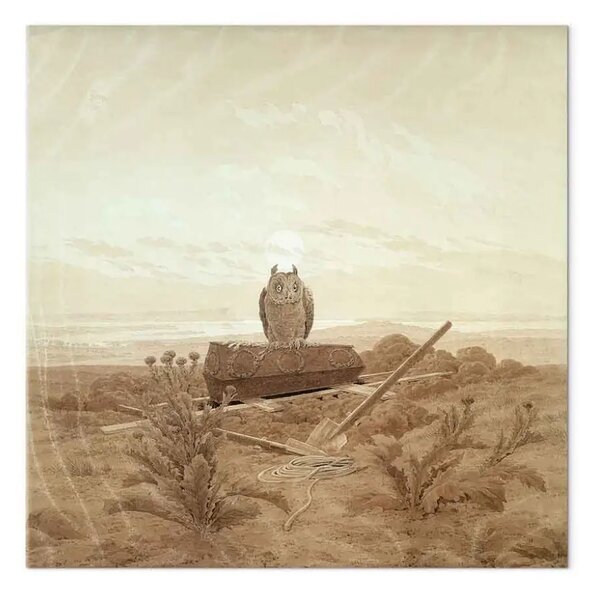 Riproduzione quadro Caspar David Friedrich - Landscape with Grave, Coffin and Owl