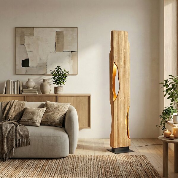 Lampada da terra Lucande, Tarry, Legno, Soggiorno, Legno, Campagna / rustico