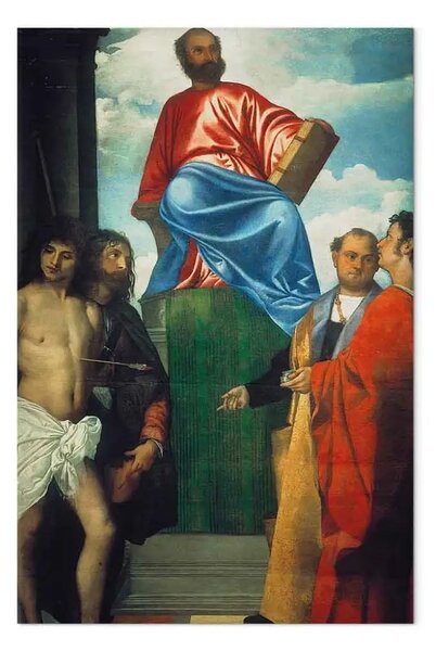 Quadro famoso Titian - San Marco in trono con i Santi Cosma, Damiano, Rocche e Sebastiano