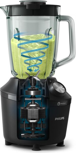Philips Frullatore con Bicchiere Capacit 2 Litri Potenza 600W colore Nero serie 3000 ProBlend Crush Tech - HR2291/41
