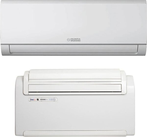 OLIMPIA SPLENDID Condizionatore Senza Unit Esterna Climatizzatore Dual Split 9000 + 9000 Btu /h a Pavimento con Pompa di Calore Classe A/A Funzion