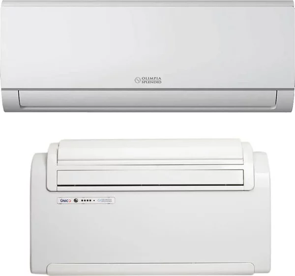 OLIMPIA SPLENDID Condizionatore Senza Unit Esterna Climatizzatore Dual Split 9000 + 9000 Btu /h a Pavimento con Pompa di Calore Classe A/A Funzion
