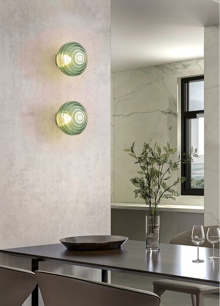 Lampada da parete LED verde in vetro con ricarica USB ø 15,5 cm Earl – Reality