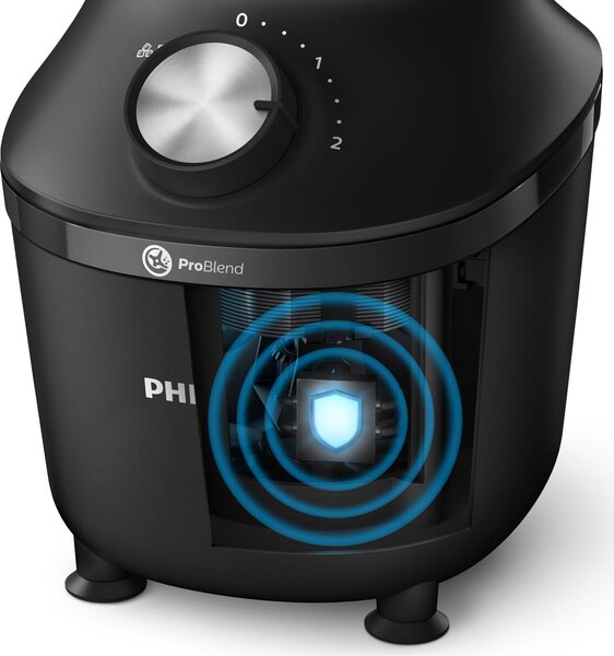 Philips Frullatore con Bicchiere Capacit 2 Litri Potenza 600W colore Nero serie 3000 ProBlend Crush Tech - HR2291/41