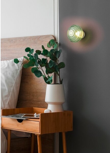 Lampada da parete LED verde in vetro con ricarica USB ø 15,5 cm Earl – Reality