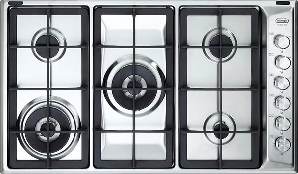 De Longhi Piano Cottura 5 Fuochi a Gas 90 cm colore Inox - PLI59DGHD