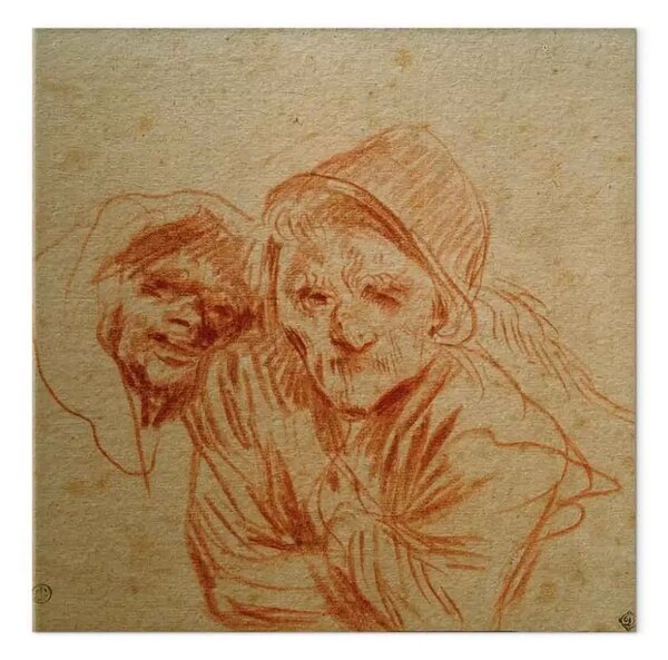 Quadro famoso Antoine Watteau - Due vecchi che fanno una smorfia