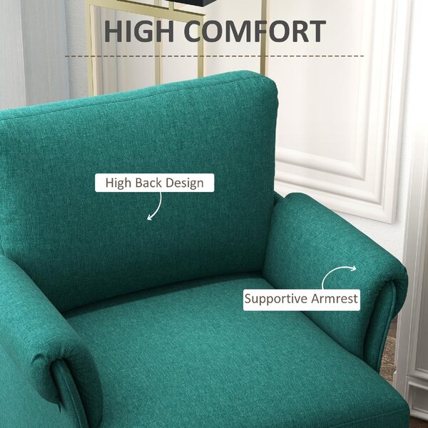 DecHome Poltrona Vintage in Tessuto effetto Lino Dimensioni 63x71x83 colore Verde