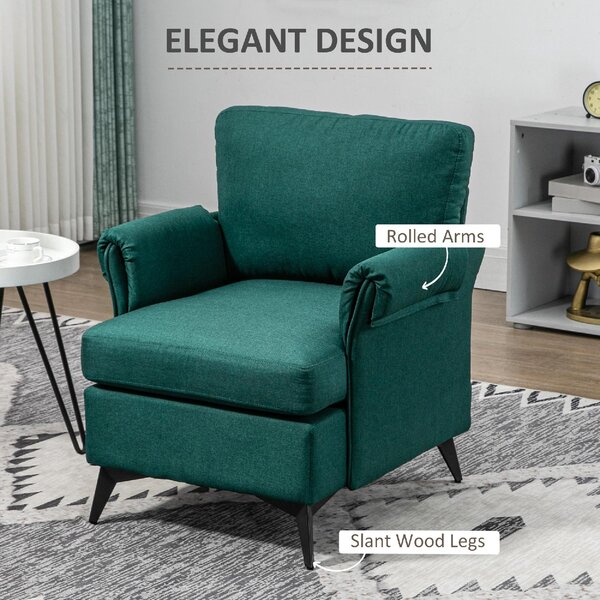 DecHome Poltrona Vintage in Tessuto effetto Lino Dimensioni 63x71x83 colore Verde