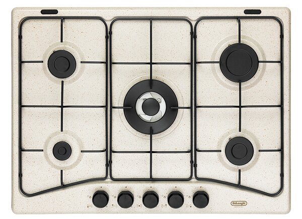 De Longhi Piano Cottura 5 Fuochi a Gas 70 cm (1 Bruciatore Doppia Corona) colore Avena - FFS 57 ASV Family