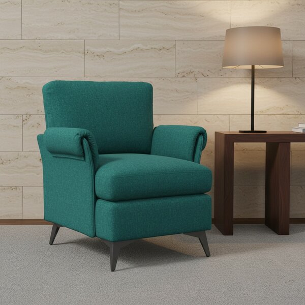 DecHome Poltrona Vintage in Tessuto effetto Lino Dimensioni 63x71x83 colore Verde