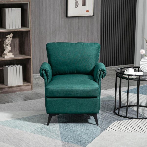 DecHome Poltrona Vintage in Tessuto effetto Lino Dimensioni 63x71x83 colore Verde