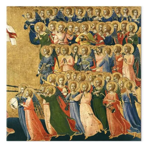 Riproduzione Friar Angelico - Cristo glorificato nel cortile del cielo, dettaglio di angeli musicali dal lato destro