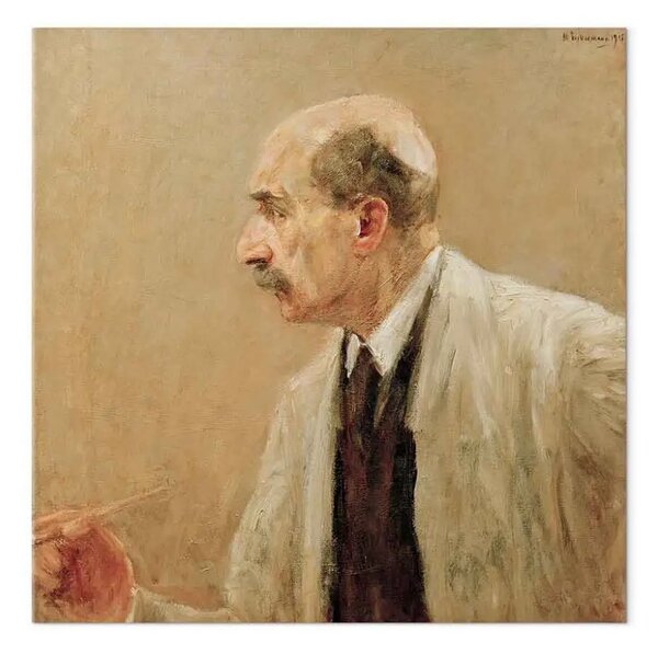 Riproduzione Max Liebermann - Autoritratto in grembiule da pittore, di profilo verso sinistra