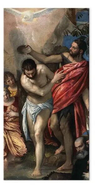 Quadro famoso Paolo Veronese - Il Battesimo di Cristo con i ritratti dei donatori Bartolomeo Stravazino e del figlio Giovanni