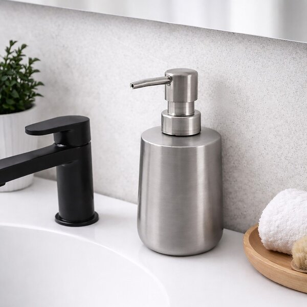 Dispenser per sapone color argento opaco in acciaio inox 450 ml – Orion