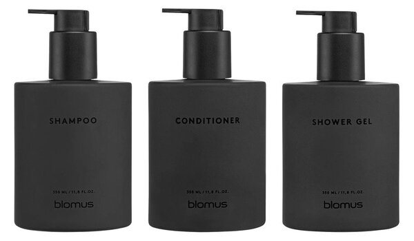 Dispenser per sapone da parete neri in vetro 3 pz 350 ml Kirei – Blomus