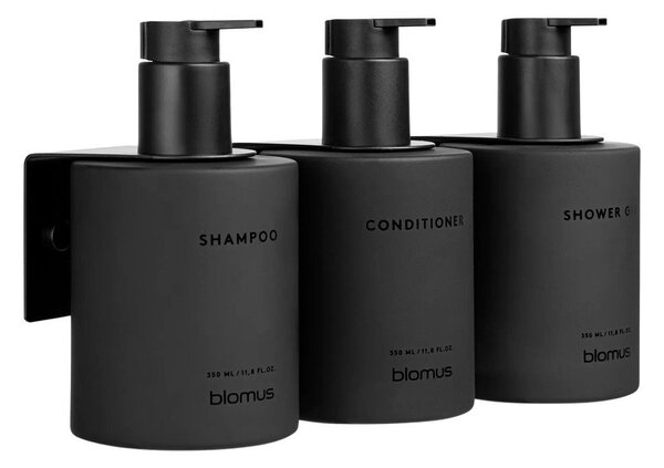 Dispenser per sapone da parete neri in vetro 3 pz 350 ml Kirei – Blomus