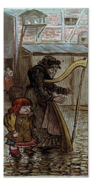 Quadro famoso Heinrich Zille - L'arpa di Natale
