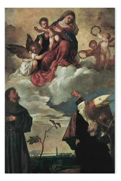 Riproduzione Titian - Maria col Bambino e i Santi Francesco e Biagio e il donatore