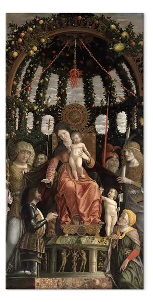 Riproduzione quadro Andrea Mantegna - La Vergine della Vittoria o La Madonna col Bambino in trono con sei santi e adorata da Gian-Francesco II Gonzaga, commissionata nel