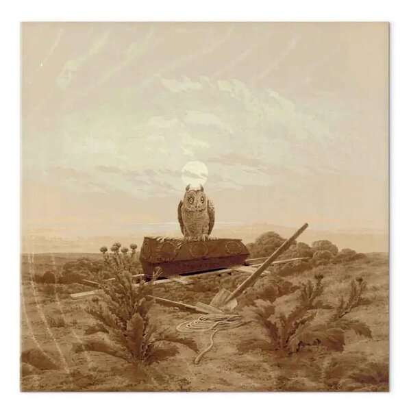 Riproduzione quadro Caspar David Friedrich - Paesaggio con tomba, bara e gufo