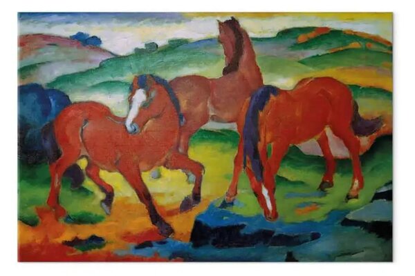 Riproduzione Franz Marc - I cavalli rossi (Cavalli al pascolo IV)