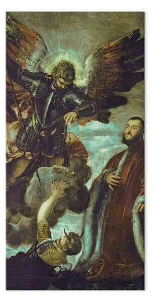 Quadro famoso Tintoretto - La vittoria di Michele su Lucifero con ritratto del donatore (Michele Bon?)