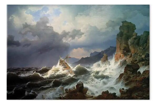 Riproduzione quadro Andreas Achenbach - Una tempesta marina sulla costa norvegese