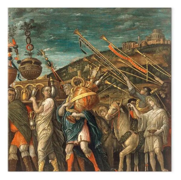 Quadro famoso Andrea Mantegna - Trionfo dei Legionari Cesari con bottino, animali sacrificali e suonatori di corno