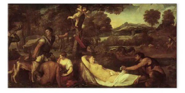 Quadro famoso Titian - Giove e Antiope