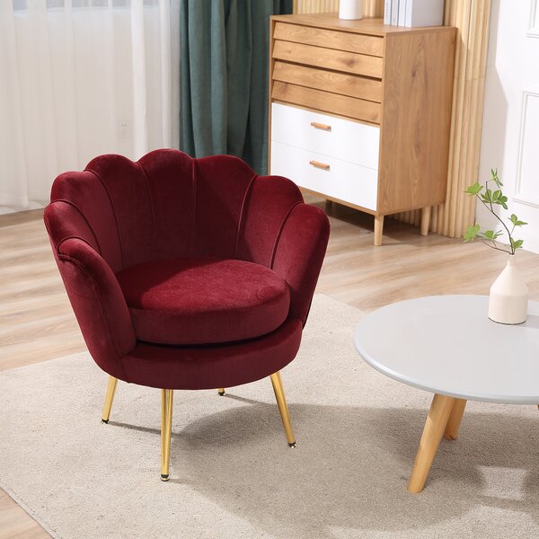 HOMCOM Poltrona Vintage di Design in Velluto Rosso Scuro, Poltroncina da Camera con Schienale Alto 76x67x74 cm | Aosom Italy