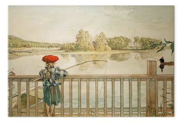 Riproduzione quadro Carl Larsson - Lisbeth pesca