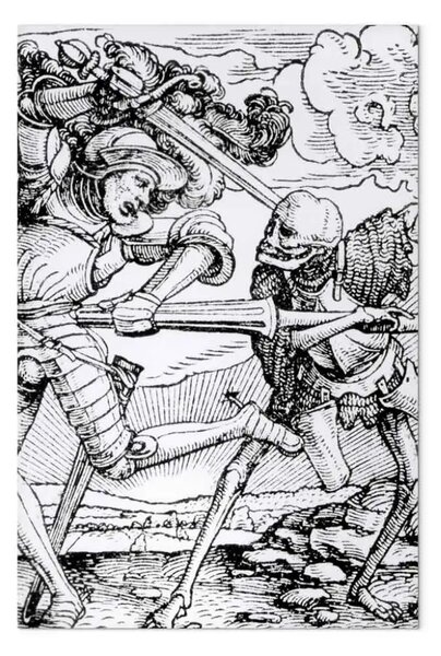 Quadro famoso Hans Holbein the Younger - La Morte e il Cavaliere, da "La danza della morte", incisa da Hans Lutzelburger