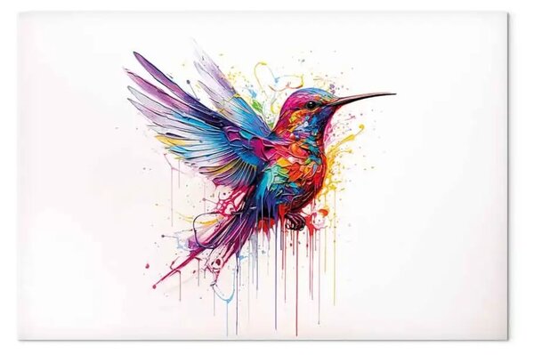 Quadro Uccello pittorico - composizione con colibrì e pittura