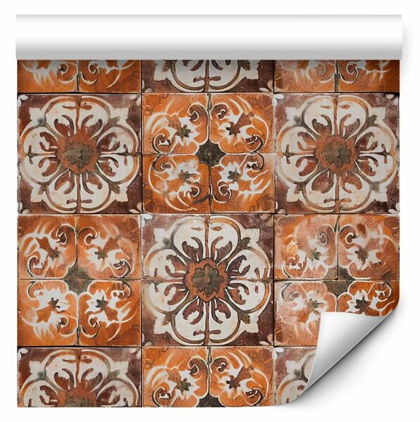 Tappezzerie Mattonelle di terracotta - composizione con motivi ornamentali