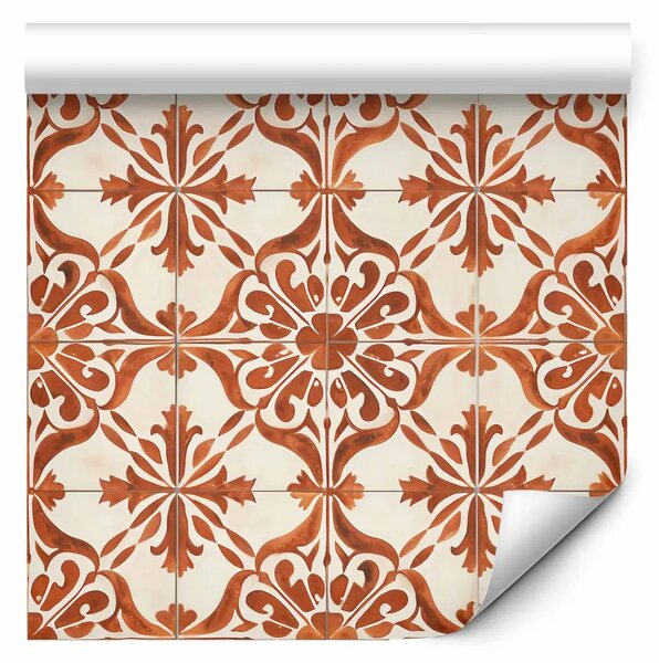 Tappezzerie Motivo in terracotta - composizione con ornamenti su piastrelle