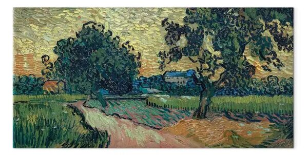 Riproduzione quadro Vincent Van Gogh - Paesaggio con il castello di Auvers al tramonto