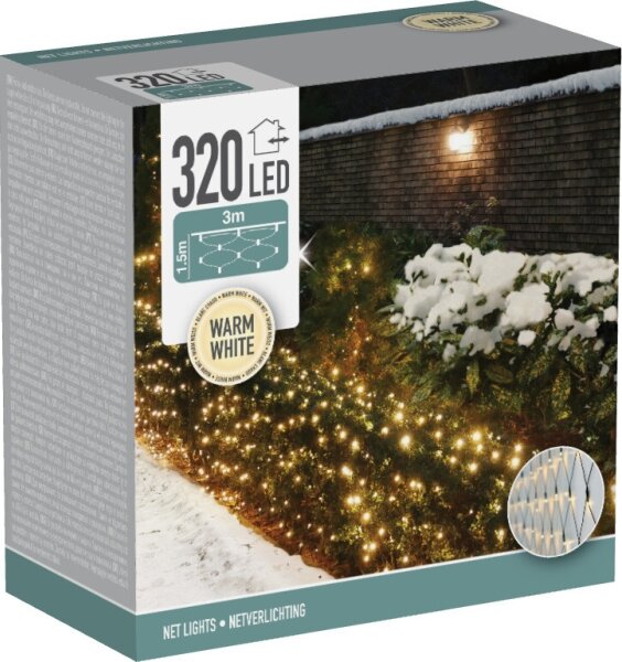 Tenda natalizia a LED per esterni 320xLED/230V 3x1,5 m IP44 bianco caldo