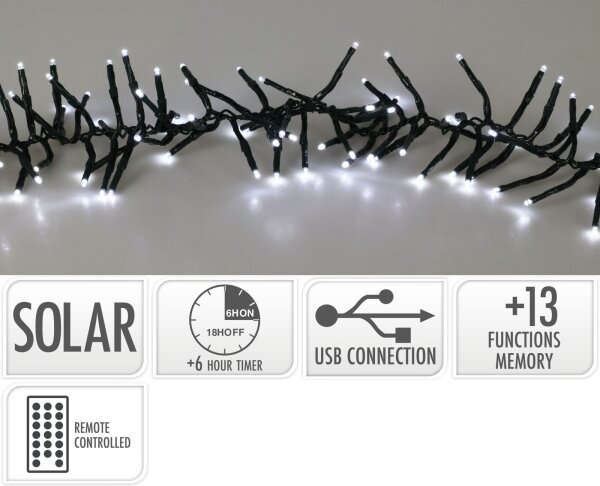 Catena luminosa solare 768xLED/3,7V/13 funzioni 1200 mAh 8,6 m IP44 bianco freddo + telecomando