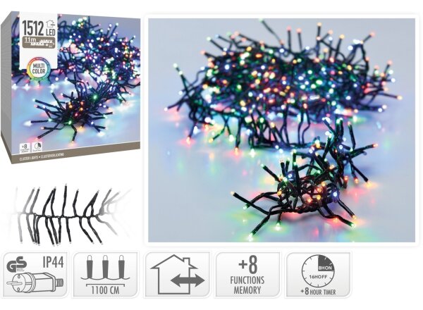 Catena luminosa natalizia da esterno 1512xLED/230V/8 funzioni 14 m IP44 multicolore