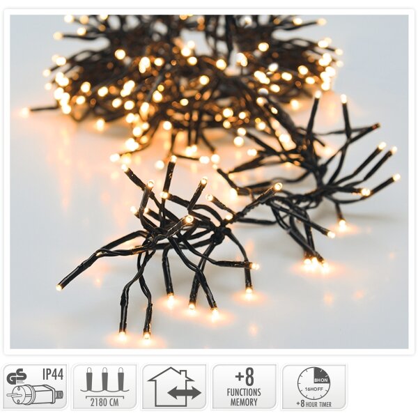 Catena luminosa natalizia LED per esterni 3000xLED/230V/8 funzioni 24,8 m IP44 bianco caldo