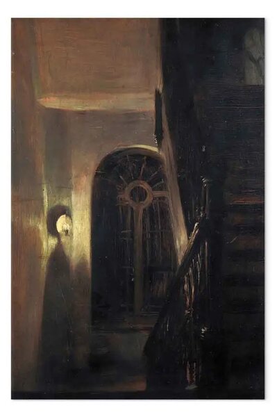 Riproduzione Adolph von Menzel - Sala e scale di notte