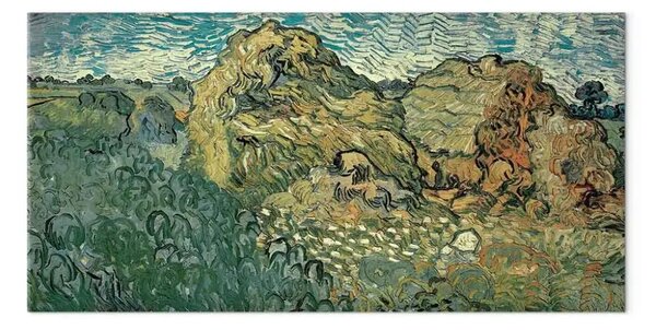 Quadro famoso Vincent Van Gogh - Campo con pile di grano