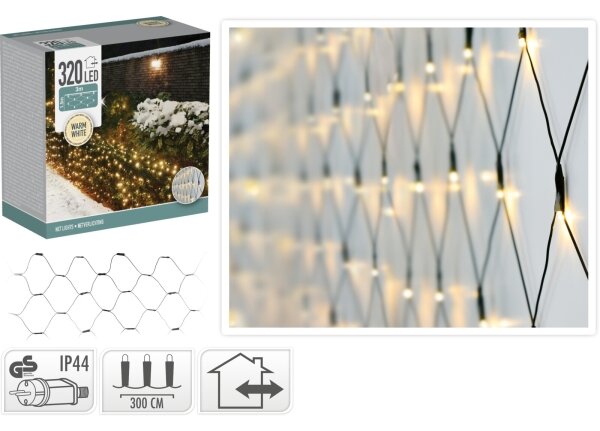 Tenda natalizia a LED per esterni 320xLED/230V 3x1,5 m IP44 bianco caldo