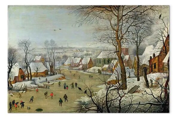 Riproduzione quadro Pieter Brueghel the Younger - Paesaggio invernale con pattinatori e una trappola per uccelli