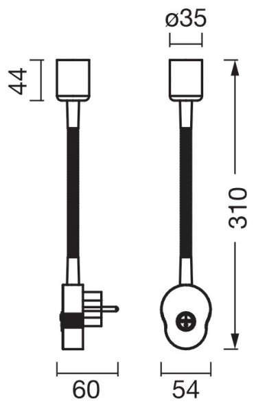 Osram - Lampada da parete flessibile PLUG TUBE FLEX 1xGU10/5W/230V cromo opaco/bianco