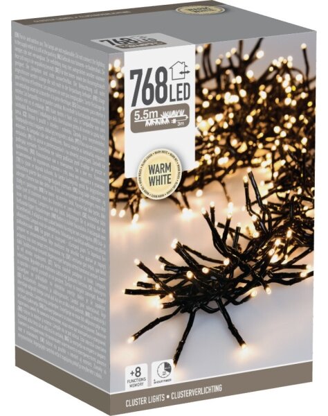 Catena luminosa natalizia LED da esterno 768xLED/230V/8 funzioni 8,5 m IP44 bianco caldo