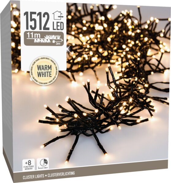 Catena luminosa natalizia da esterno 1512xLED/230V/8 funzioni 14 m IP44 bianco caldo